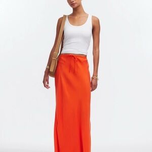NWT Madewell | Tie-Waist Maxi Slip Skirt in Cupro Blend | Orange - Size 6